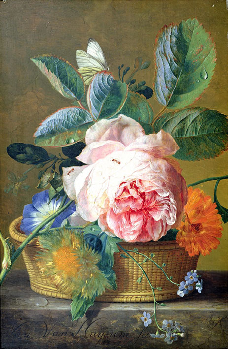 Jan van Huysum | A Basket with Flowers, 1744 | Giclée Canvas Print
