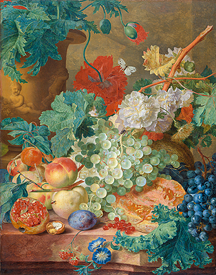 Still Life with Flowers and Fruits, 1749 by Jan van Huysum | Canvas Print