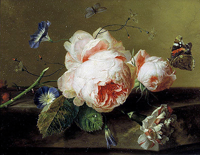 Jan van Huysum | Still Life with Flowers and Butterfly, c.1735 | Giclée Leinwand Kunstdruck