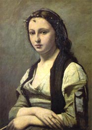 Woman with a Pearl, c.1858/68 by Corot | Canvas Print