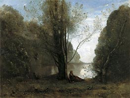 The Solitude. Recollection of Vigen, Limousin, 1866 by Corot | Canvas Print