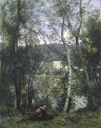 A Woman Gathering Faggots at Ville-d'Avray, c.1871/74 by Corot | Canvas Print