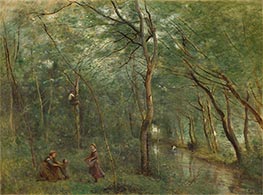 Die Aalsammler, c.1860/65 von Corot | Leinwand Kunstdruck