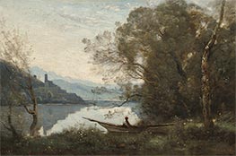 The Moored Boatman: Souvenir of an Italian Lake, 1861 by Corot | Canvas Print