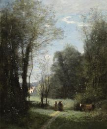 Das Maison Blanche von Servres, 1872 von Corot | Kunstdruck