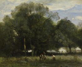 The Large Oak with Three Peasants, c.1860/65 by Corot | Giclée Art Print