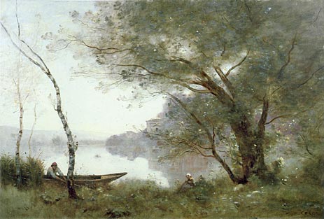 Der Fährmann von Mortefontaine, c.1865/70 von Corot | Leinwand-Kunstdruck