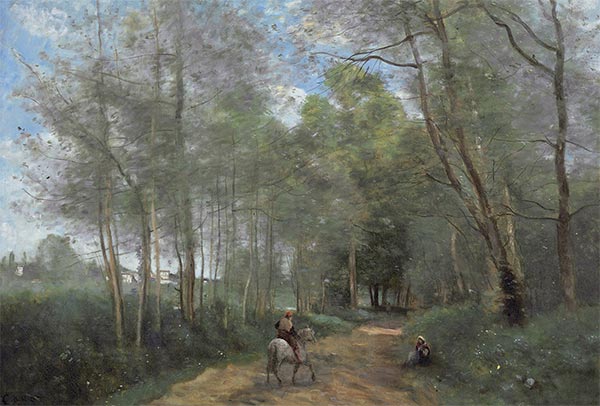 Ville d'Avray - Reiter am Waldeingang, 1873 | Corot | Giclée Leinwand Kunstdruck
