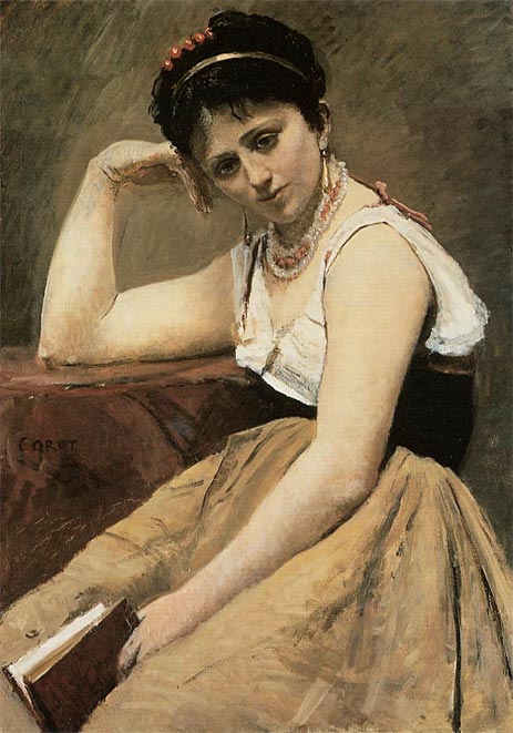 Unterbrochenes Lesen, c.1870 | Corot | Giclée Leinwand Kunstdruck