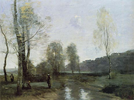 Kanal in der Picardie, c.1865/71 von Corot | Leinwand-Kunstdruck