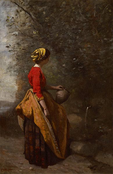 Peasant Girl at the Spring, c.1860/65 | Corot | Giclée Canvas Print