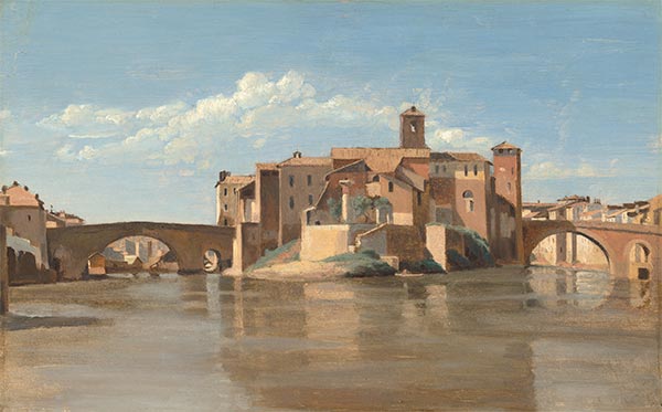 Corot | The Island and Bridge of San Bartolomeo, Rome, c.1825/28 | Giclée Canvas Print