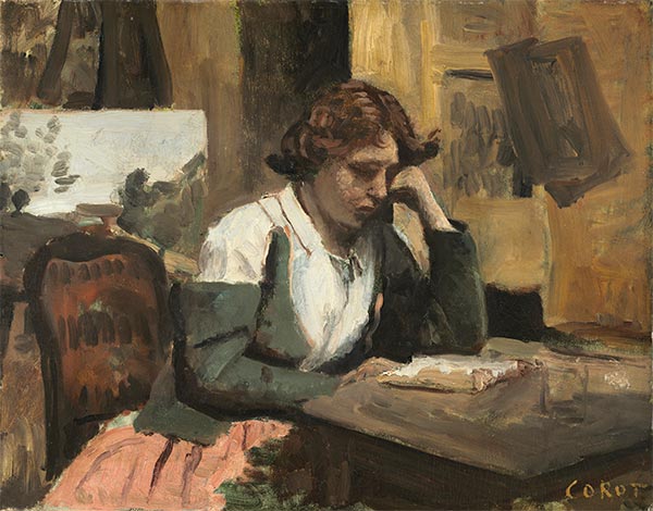 Corot | Young Girl Reading, c.1868 | Giclée Canvas Print