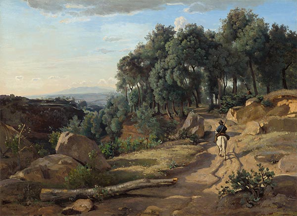 Eine Ansicht in der Nähe von Volterra, 1838 von Corot | Leinwand-Kunstdruck