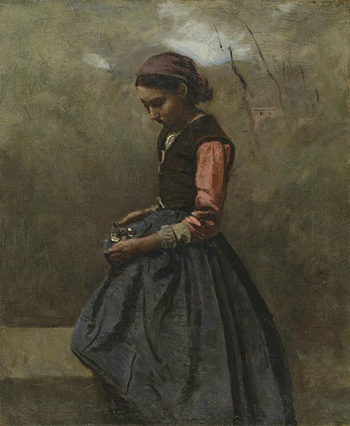 A Pensive Girl, c.1865/70 | Corot | Giclée Canvas Print