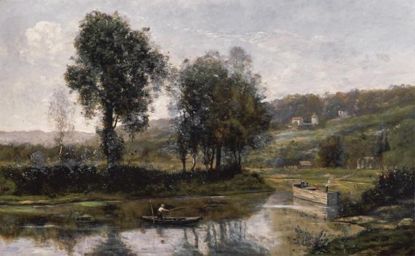 Die Biegung der Seine in Port-Marly, 1872 | Corot | Giclée Leinwand Kunstdruck