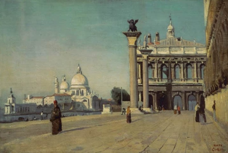 Morgen in Venedig, 1834 | Corot | Giclée Leinwand-Kunstdruck