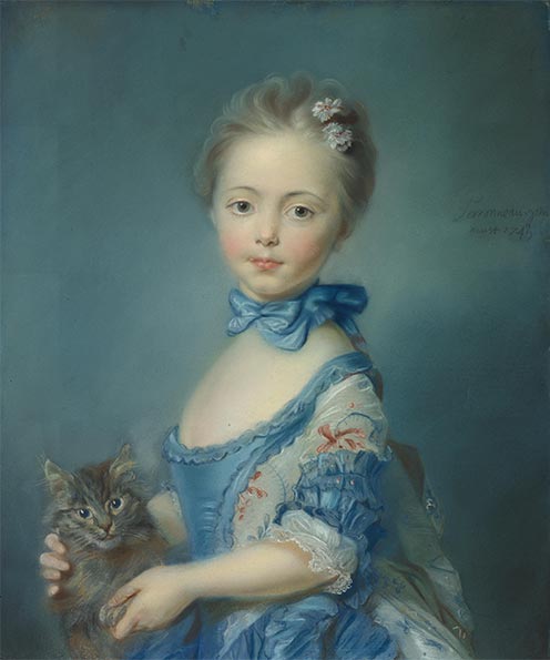 Jean-Baptiste Perronneau | A Girl with a Kitten, 1743 | Giclée Canvas Print