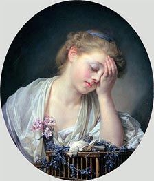 Girl Weeping over her Dead Canary | Jean-Baptiste Greuze | Gemälde Reproduktion