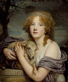 Jean-Baptiste Greuze | Girl with a Lamb | Giclée Canvas Print