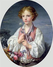 Young Boy with a Basket of Flowers | Jean-Baptiste Greuze | Painting Reproduction