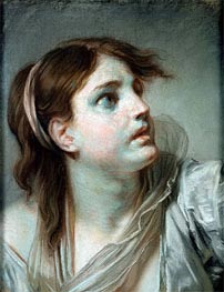 Head of a Young Girl, n.d. von Jean-Baptiste Greuze | Papier-Kunstdruck