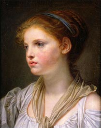 Girl with a Blue Ribbon | Jean-Baptiste Greuze | Painting Reproduction
