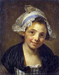Head of a Young Girl in a Bonnet | Jean-Baptiste Greuze | Gemälde Reproduktion