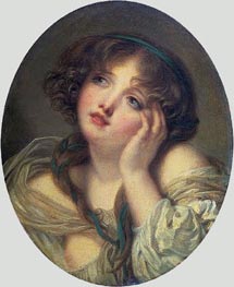 Girl Leaning on Her Hand | Jean-Baptiste Greuze | Painting Reproduction