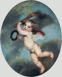 Flying Cupid mit einer Fackel | Jean-Baptiste Greuze | Gemälde Reproduktion