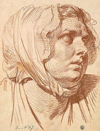 Jean-Baptiste Greuze | Head of a Woman in a Night Cap | Giclée Paper Print