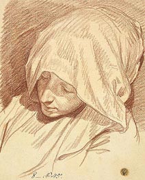 Jean-Baptiste Greuze | Head of a Woman in a Hood | Giclée Paper Print