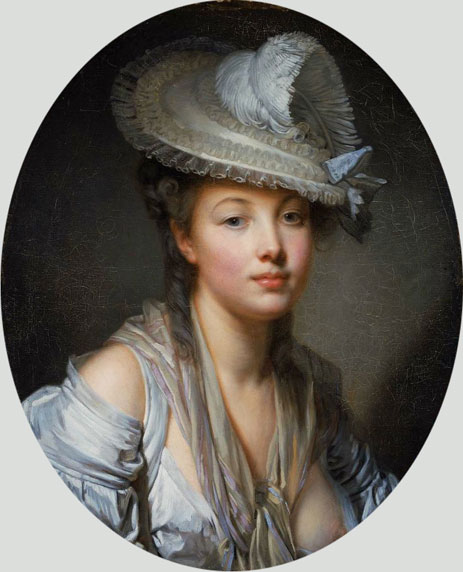 Young Woman in a White Hat, c.1780 | Jean-Baptiste Greuze | Giclée Leinwand Kunstdruck
