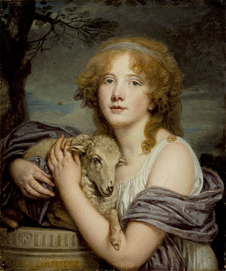 Girl with a Lamb, c.1785 | Jean-Baptiste Greuze | Giclée Canvas Print