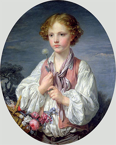 Junge mit Blumenkorb, c.1760/61 | Jean-Baptiste Greuze | Giclée Leinwand Kunstdruck