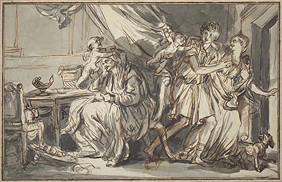 Lovers Profiting from the Drowsiness of the Grandmother, a.1785 | Jean-Baptiste Greuze | Giclée Papier-Kunstdruck