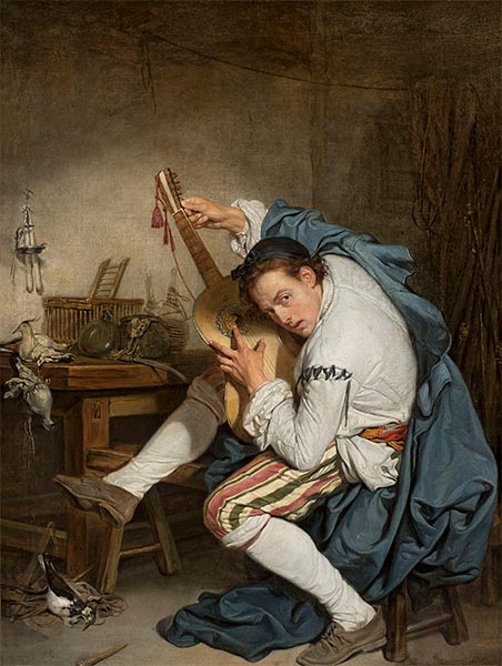Der Gitarrist, c.1760 | Jean-Baptiste Greuze | Giclée Leinwand Kunstdruck