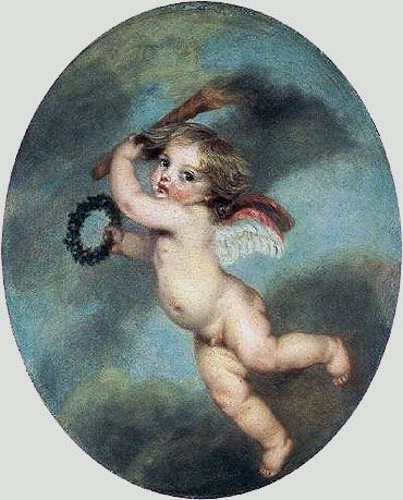 Flying Cupid mit einer Fackel, c.1786/96 | Jean-Baptiste Greuze | Giclée Leinwand Kunstdruck