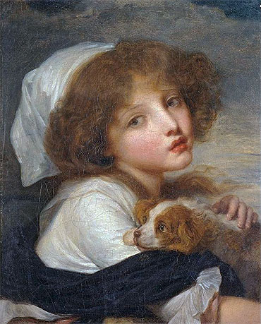 Young Girl with a Spaniel, n.d. | Jean-Baptiste Greuze | Giclée Canvas Print