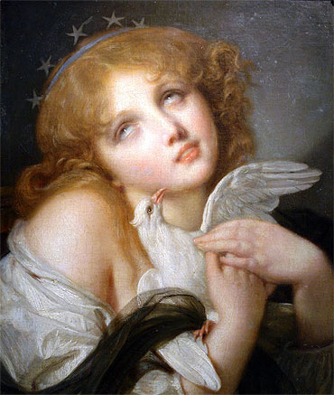 Voluptuousness (Girl with Dove), 1790 | Jean-Baptiste Greuze | Giclée Leinwand Kunstdruck