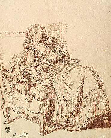 Jean-Baptiste Greuze | Young Woman in an Artchair, c.1765 | Giclée Paper Print