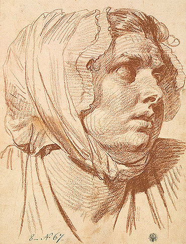 Head of a Woman in a Night Cap, 1772 | Jean-Baptiste Greuze | Giclée Paper Art Print
