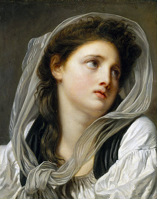 Jean-Baptiste Greuze | Head of a Young Woman (Contemplation), c.1775 | Giclée Canvas Print