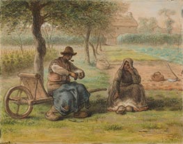 Die Ruhe in der Mitte des Tages, c.1865 von Millet | Papier-Kunstdruck