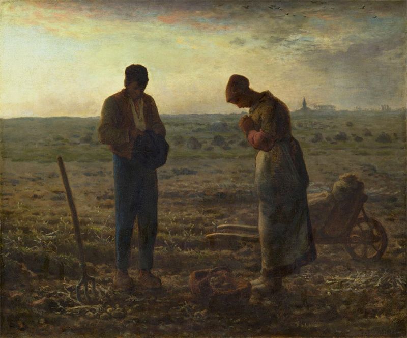 Das Angelusläuten, c.1857/59 von Millet | Leinwand-Kunstdruck