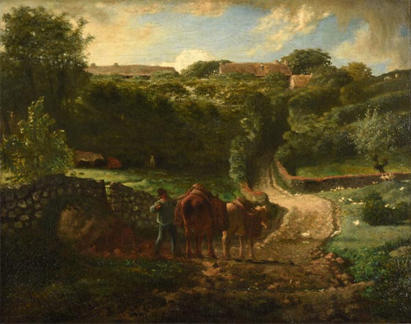 Der Vetter Hamlet in Greville, 1854 von Millet | Giclée Leinwand-Kunstdruck