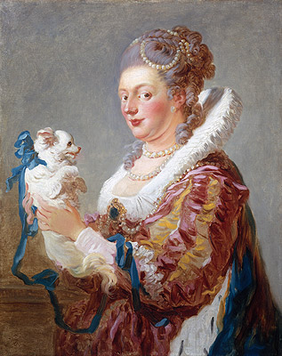 Porträt einer Frau mit einem Hund, c.1769 | Fragonard