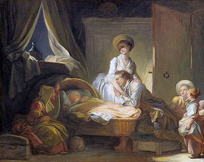 Der Besuch im Kinderzimmer, c.1780/84 von Fragonard | Leinwand-Kunstdruck