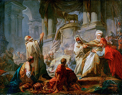 Jerobeam opfert dem Goldenen Kalb, 1752 von Fragonard | Leinwand-Kunstdruck