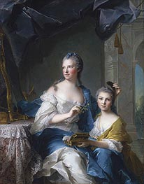 Madame Marsollier and Her Daughter, 1749 von Jean-Marc Nattier | Leinwand Kunstdruck